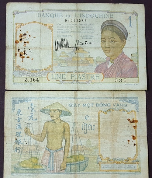 1 Đồng Gánh Dừa 1932 Chữ Xanh (Hiếm)