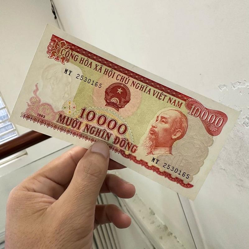 Tờ Tiền 10k Đỏ Cotton Xưa 1993 - Hoa Hậu tiền Giấy Việt Nam