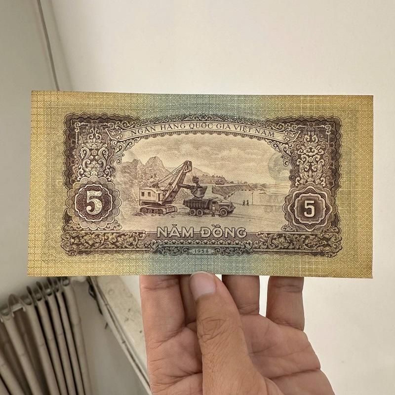 Tiền Xưa Việt Nam Dân Chủ 5 Đồng 1958(Mới 99%)