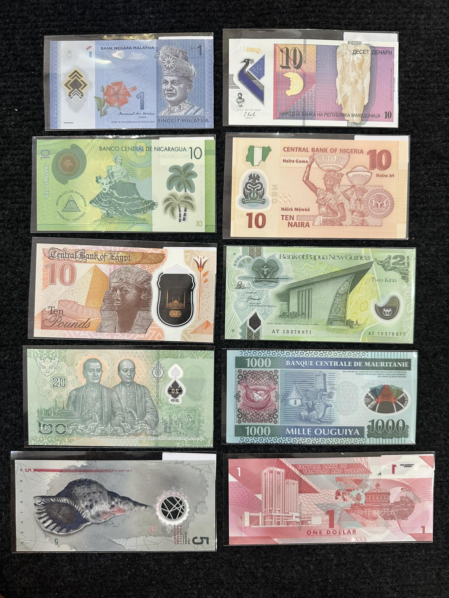 Bộ Tiền Polime 10 Tờ 10 Nước Khác Nhau