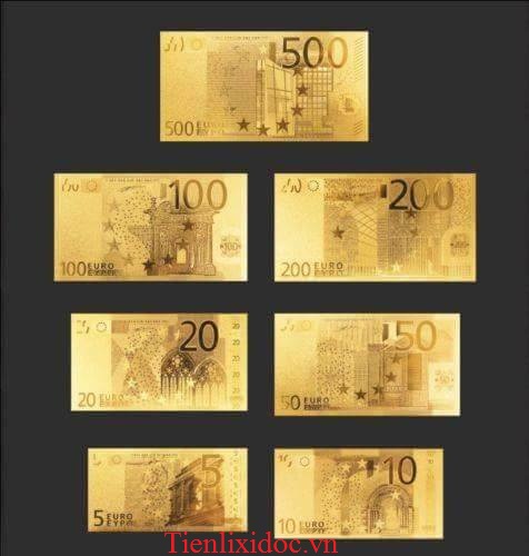 Bộ Tiền Euro Mạ Vàng 24K