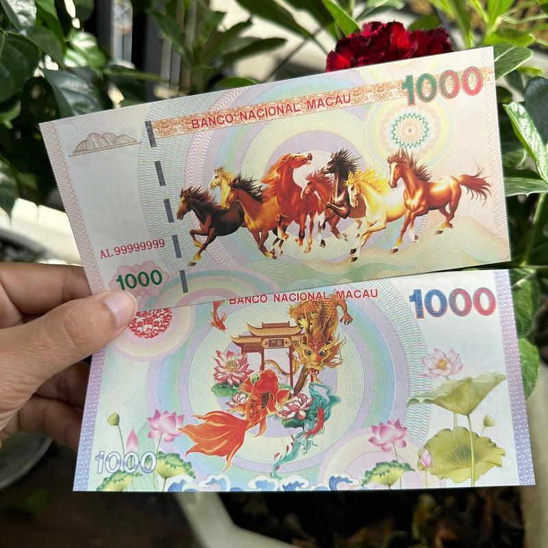 Bộ 15 Tờ Tiền Seri Đẹp VIP Macao 1000 Patacas Lưu Niệm Mã Đáo Thành Công