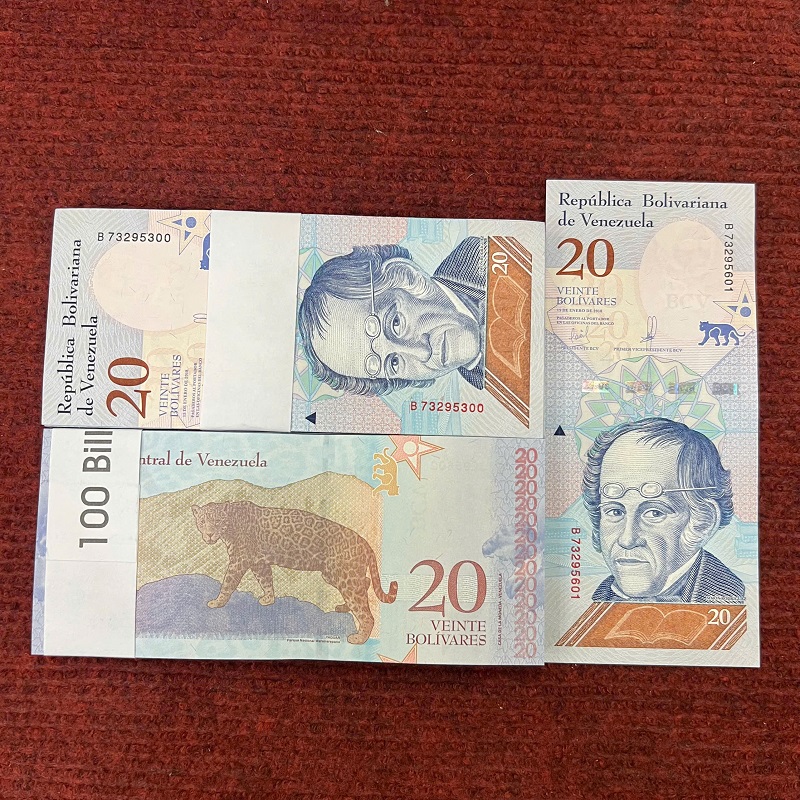 Sỉ 100 Tờ Tiền Lì Xì Venezuela 20 Bolivares Hình Báo Đốm