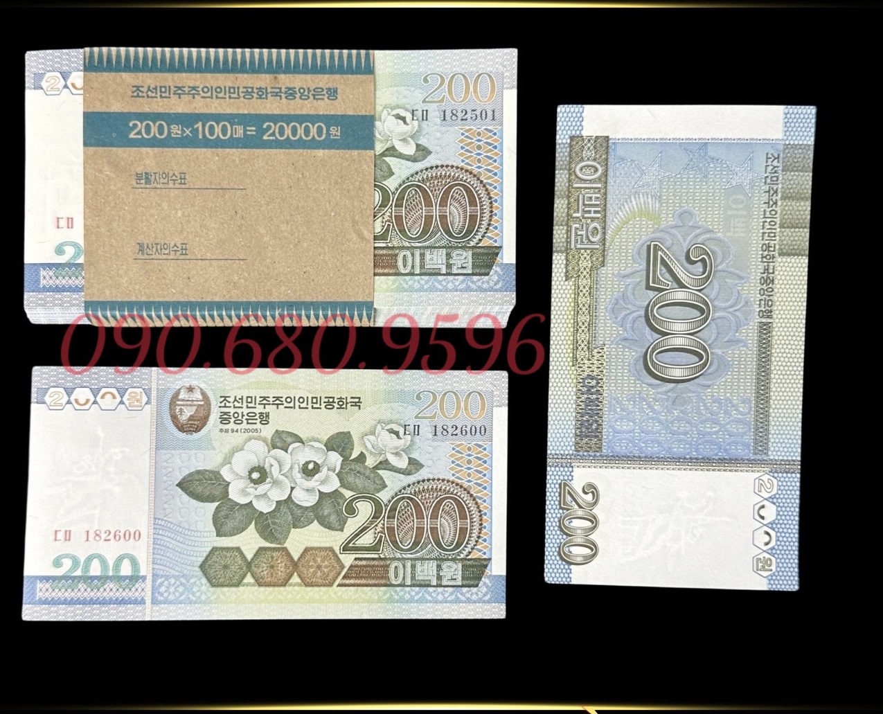 Sỉ Tép 100 Tờ Tiền Triều Tiên 200 Won - Hình Hoa Mộc Lan