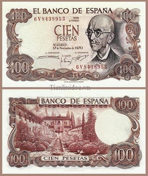Tây Ban Nha 100 pesetas 1970