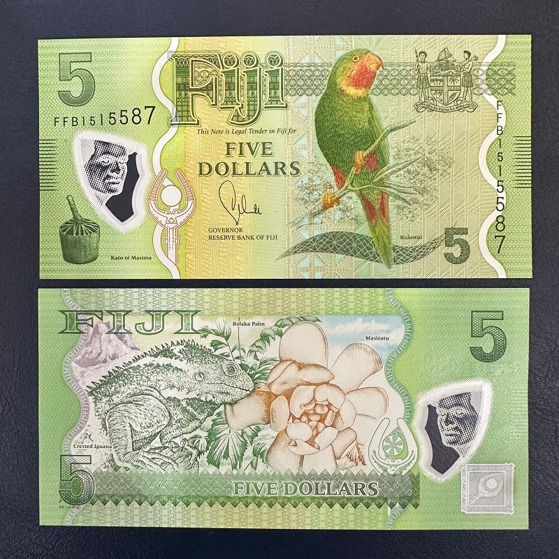 Tiền Fiji 5 Dollars Hình Con Vẹt - Polymer