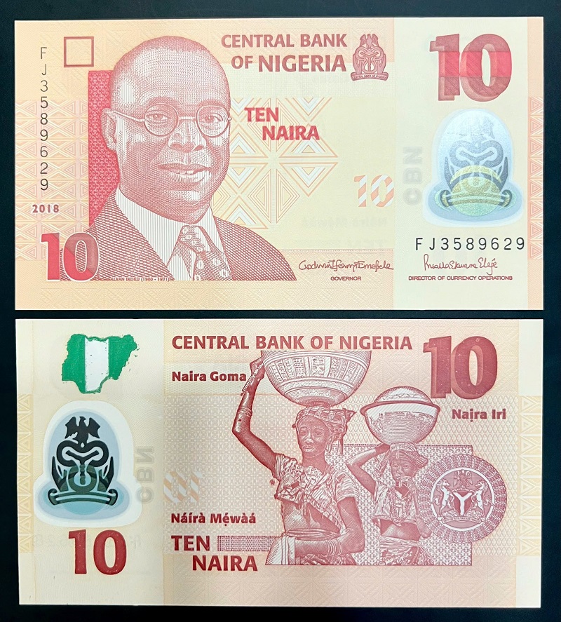 Tiền Nigeria 10 Naira - Polymer