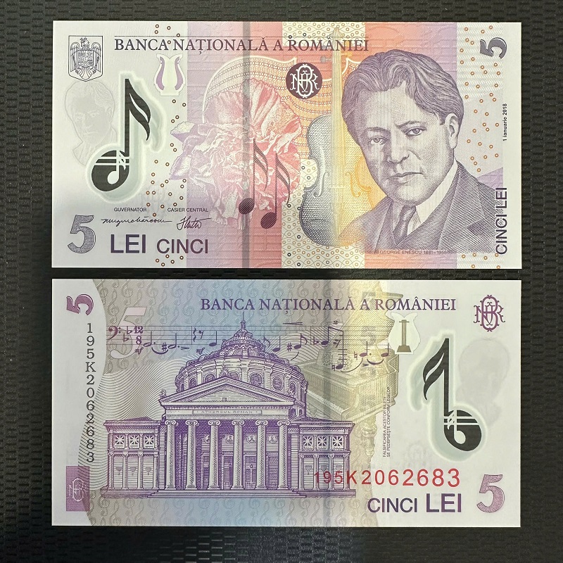 Tiền Romania 5 lei - polymer