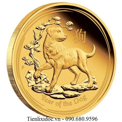 Tiền Xu Úc Hình Con Chó Mạ Vàng