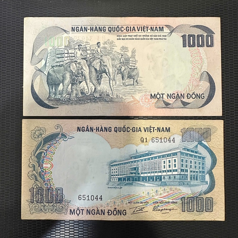 Tiền Xưa 1000 Đồng Con Voi VNCH 1972(CL Đẹp 90%)