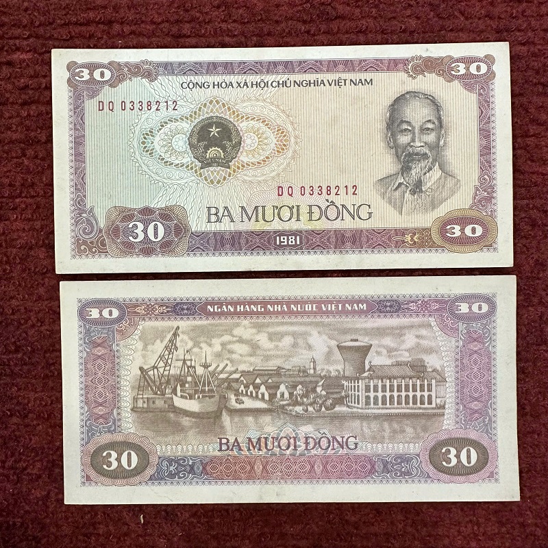 Tiền Xưa 30 Đồng Đỏ Năm 1981(Chất Lượng Đẹp 80-85%)