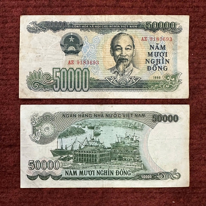 Tiền Xưa Việt Nam 50k 1990(cl khoảng 75%)