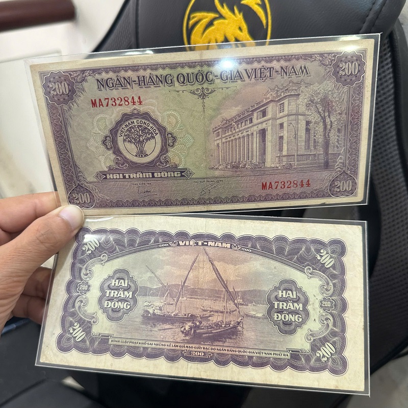 Tiền Xưa Việt Nam Cộng Hòa 200 Đồng Bụi Trúc 1955(cl khoảng 85%)