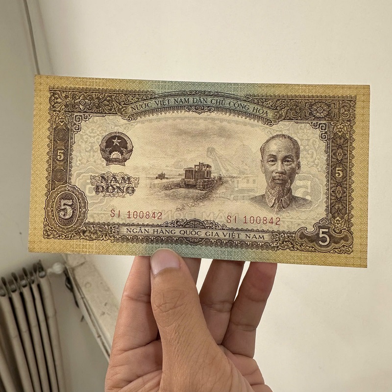 Tiền Xưa Việt Nam Dân Chủ 5 Đồng 1958(Mới 99%)