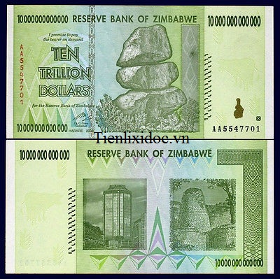 Tiền Zimbabwe 10 Ngàn Tỷ(10 nghìn tỷ)