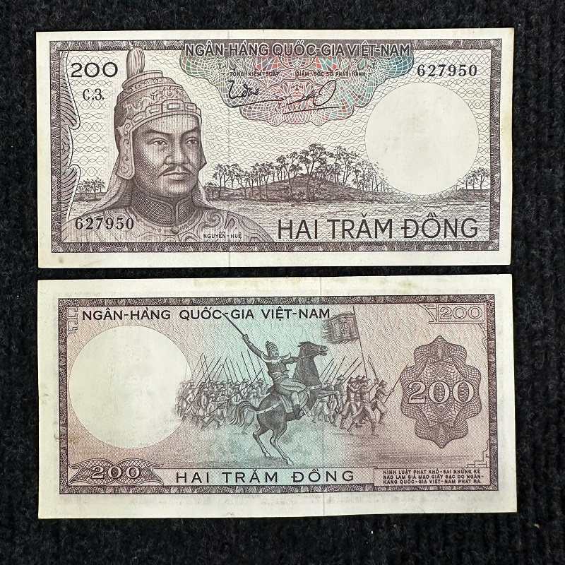 Tờ Tiền 200 Đồng Nguyễn Huệ VNCH Năm 1966(chất lượng khoảng 95%)