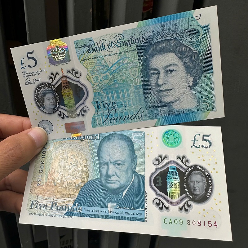 Tờ Tiền 5 Bảng Anh Polymer - Hình Nữ Hoàng Elizabeth II