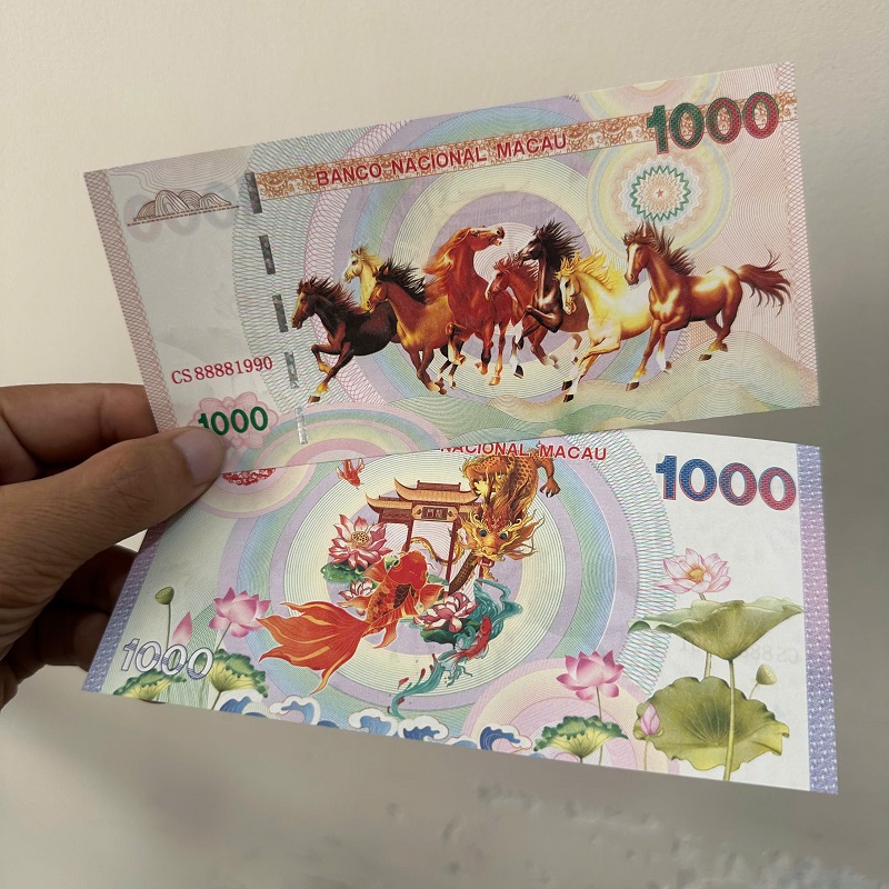 TỜ TIỀN CON NGỰA SERI NĂM SINH, TIỀN LƯU NIỆM MACAO 1000 PATACAS